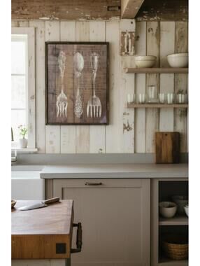 Rustic Kitchen Wall Art, 17x13in, Wooden, Distressed, Farmhouse, Cottagecore